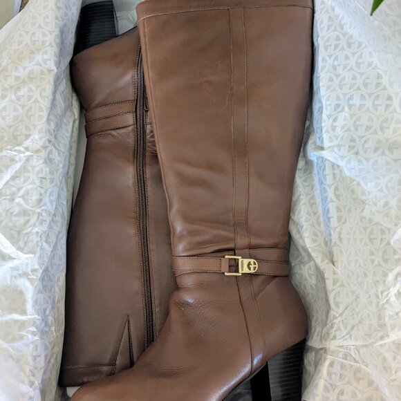 Giani Bernini Rozario Cognac Leather Tall Knee-High Boots - Size 11W, Wide C - Picture 5 of 7